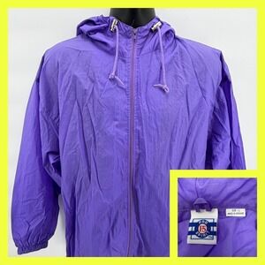 VTG Pro Spirit Windbreaker Jacket Mens Large Purple Full Zip Hooded Ukraine 90s